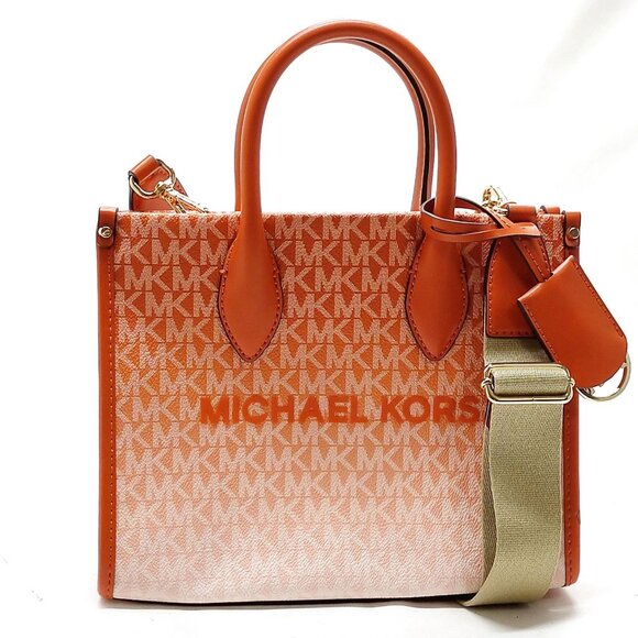 Authentic MICHAL KORS Orange PVC Satchel Bag mn195-112525 - Picture 1 of 16